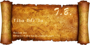 Tiba Béla névjegykártya